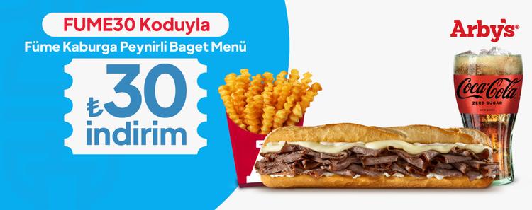 Füme Kaburga Peynirli Baget Menü 30 TL İndirimli kampanya görseli