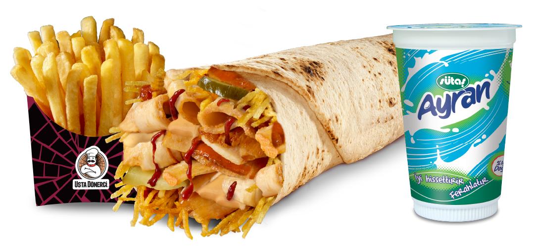Acı Soslu Dürüm Tavuk Döner Menü
