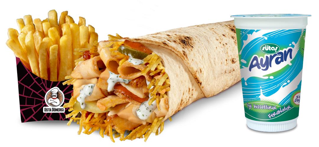 Cacık Soslu Dürüm Tavuk Döner Menü