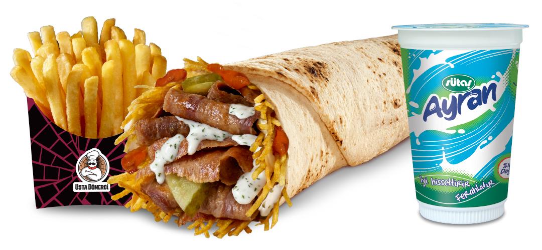 Cacık Soslu Dürüm Et Döner Menü