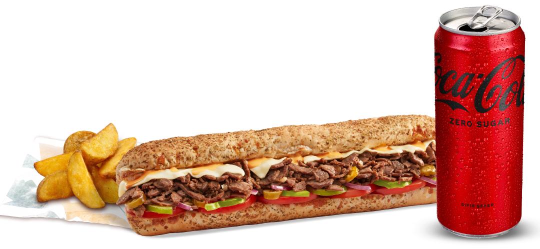 Biftek & Peynir Sandviç (30 cm.) Menü