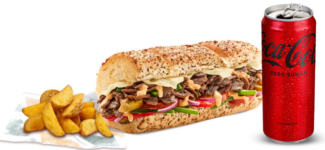 Biftek & Peynir Sandviç (15 cm.) Menü
